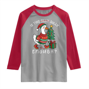 Funny Goose Christmas Raglan Shirt Is This Jolly Enough Cute Xmas Duck TS10 Sport Gray Red Print Your Wear