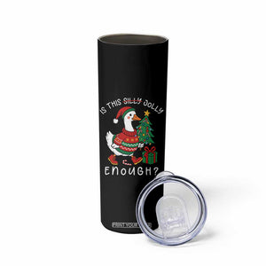 Funny Goose Christmas Skinny Tumbler Is This Jolly Enough Cute Xmas Duck TS10 Print Your Wear