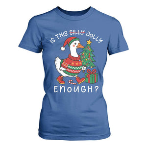 Funny Goose Christmas T Shirt For Women Is This Jolly Enough Cute Xmas Duck TS10 Royal Blue Print Your Wear