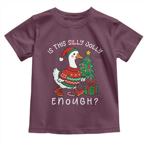 Funny Goose Christmas Toddler T Shirt Is This Jolly Enough Cute Xmas Duck TS10 Maroon Print Your Wear