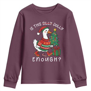 Funny Goose Christmas Youth Sweatshirt Is This Jolly Enough Cute Xmas Duck TS10 Maroon Print Your Wear