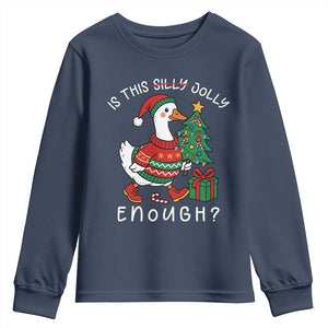 Funny Goose Christmas Youth Sweatshirt Is This Jolly Enough Cute Xmas Duck TS10 Navy Print Your Wear
