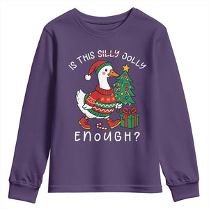 Funny Goose Christmas Youth Sweatshirt Is This Jolly Enough Cute Xmas Duck TS10 Purple Print Your Wear