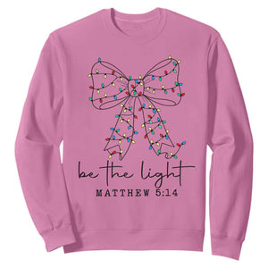 Be The Light Christmas Coquette Bow Sweatshirt Christian Religious Bible Verse TS10 Azalea Print Your Wear