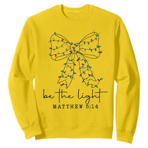 Be The Light Christmas Coquette Bow Sweatshirt Christian Religious Bible Verse TS10 Daisy Print Your Wear
