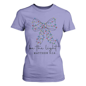 Be The Light Christmas Coquette Bow T Shirt For Women Christian Religious Bible Verse TS10 Violet Print Your Wear