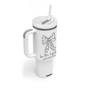 Be The Light Christmas Coquette Bow Tumbler With Handle Christian Religious Bible Verse TS10 Print Your Wear
