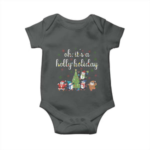 Penguins Christmas Baby Onesie Oh Its A Jolly Holiday Xmas Light TS10 Dark Heather Print Your Wear