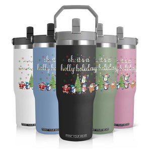Penguins Christmas Flip Straw Tumbler Oh Its A Jolly Holiday Xmas Light TS10 Print Your Wear