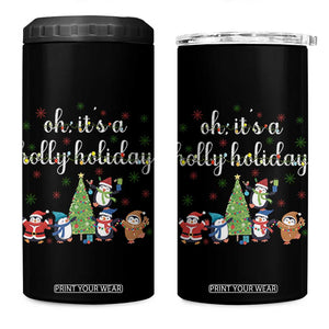 Penguins Christmas 4 in 1 Can Cooler Tumbler Oh Its A Jolly Holiday Xmas Light TS10 One Size: 16 oz Black Print Your Wear