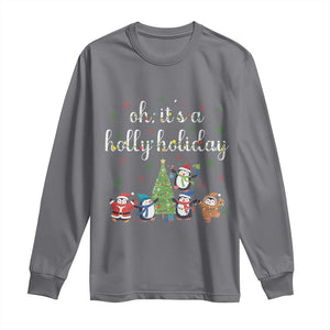 Penguins Christmas Long Sleeve Shirt Oh Its A Jolly Holiday Xmas Light TS10 Charcoal Print Your Wear