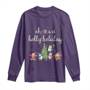 Penguins Christmas Long Sleeve Shirt Oh Its A Jolly Holiday Xmas Light TS10 Purple Print Your Wear