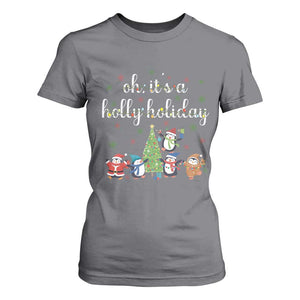 Penguins Christmas T Shirt For Women Oh Its A Jolly Holiday Xmas Light TS10 Charcoal Print Your Wear