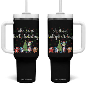 Penguins Christmas Tumbler With Handle Oh Its A Jolly Holiday Xmas Light TS10 One Size: 40 oz Black Print Your Wear