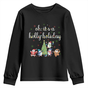 Penguins Christmas Youth Sweatshirt Oh Its A Jolly Holiday Xmas Light TS10 Black Print Your Wear