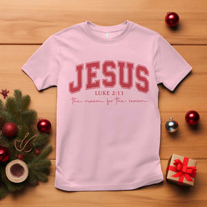 Jesus is the Reason Christmas T Shirt Christian Varsity TS10 Light Pink Print Your Wear