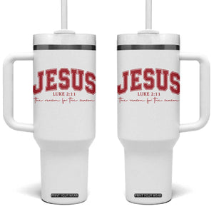 Jesus is the Reason Christmas Tumbler With Handle Christian Varsity TS10 One Size: 40 oz White Print Your Wear