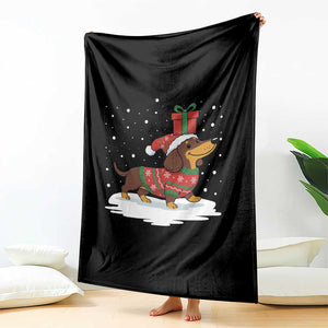 Christmas Dachshund Throw Blanket Funny Weiner Santa Hat Xmas Dog Puppy Lover TS10 Print Your Wear