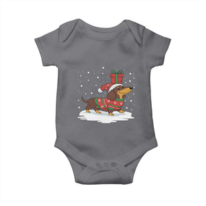 Christmas Dachshund Baby Onesie Funny Weiner Santa Hat Xmas Dog Puppy Lover TS10 Charcoal Print Your Wear
