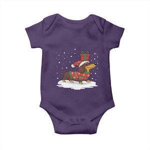 Christmas Dachshund Baby Onesie Funny Weiner Santa Hat Xmas Dog Puppy Lover TS10 Purple Print Your Wear