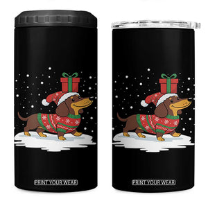 Christmas Dachshund 4 in 1 Can Cooler Tumbler Funny Weiner Santa Hat Xmas Dog Puppy Lover TS10 One Size: 16 oz Black Print Your Wear