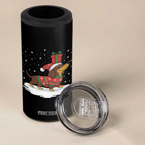 Christmas Dachshund 4 in 1 Can Cooler Tumbler Funny Weiner Santa Hat Xmas Dog Puppy Lover TS10 Print Your Wear