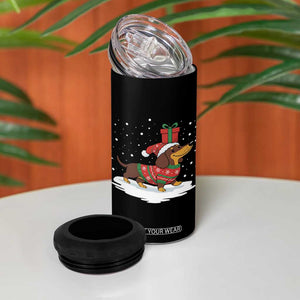Christmas Dachshund 4 in 1 Can Cooler Tumbler Funny Weiner Santa Hat Xmas Dog Puppy Lover TS10 Print Your Wear