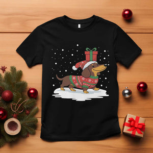 Christmas Dachshund T Shirt Funny Weiner Santa Hat Xmas Dog Puppy Lover TS10 Black Print Your Wear