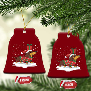 Christmas Dachshund Ceramic Ornament Funny Weiner Santa Hat Xmas Dog Puppy Lover - Print Your Wear