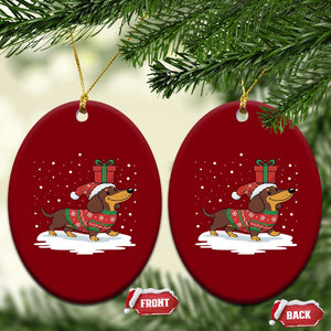 Christmas Dachshund Ceramic Ornament Funny Weiner Santa Hat Xmas Dog Puppy Lover TS10 Print Your Wear