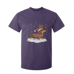 Christmas Dachshund T Shirt For Kid Funny Weiner Santa Hat Xmas Dog Puppy Lover TS10 Purple Print Your Wear
