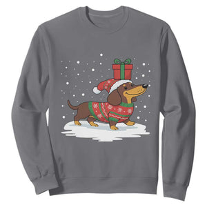 Christmas Dachshund Sweatshirt Funny Weiner Santa Hat Xmas Dog Puppy Lover TS10 Charcoal Print Your Wear