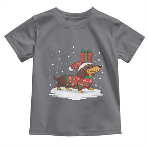 Christmas Dachshund Toddler T Shirt Funny Weiner Santa Hat Xmas Dog Puppy Lover TS10 Charcoal Print Your Wear