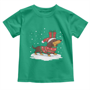 Christmas Dachshund Toddler T Shirt Funny Weiner Santa Hat Xmas Dog Puppy Lover TS10 Irish Green Print Your Wear