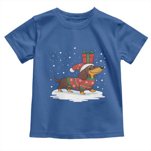 Christmas Dachshund Toddler T Shirt Funny Weiner Santa Hat Xmas Dog Puppy Lover TS10 Royal Blue Print Your Wear