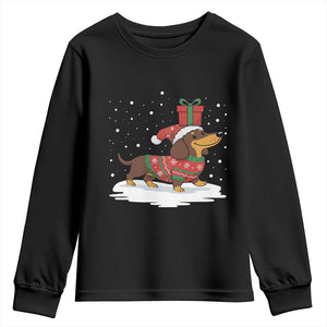 Christmas Dachshund Youth Sweatshirt Funny Weiner Santa Hat Xmas Dog Puppy Lover TS10 Black Print Your Wear