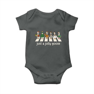 Just A Jolly Goose Baby Onesie Funny Christmas Duck Meme TS10 Dark Heather Print Your Wear