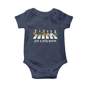Just A Jolly Goose Baby Onesie Funny Christmas Duck Meme TS10 Navy Print Your Wear