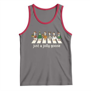 Just A Jolly Goose Tank Top Funny Christmas Duck Meme TS10 Deep Heather Red Print Your Wear