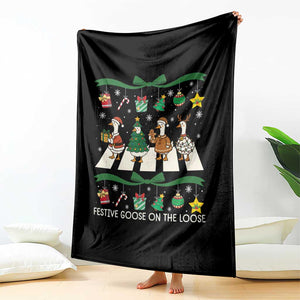 Festive Goose On The Loose Christmas Throw Blanket Cute Xmas Duck Silly Gooses Coquette Bow TS10 Print Your Wear