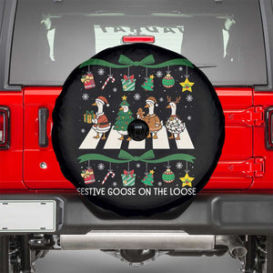 Festive Goose On The Loose Christmas Spare Tire Cover Cute Xmas Duck Silly Gooses Coquette Bow TS10 Black Print Your Wear