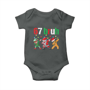 67 Christmas Baby Onesie Funny Six Seven Bruh Dabbing Santa Meme Pajamas TS10 Dark Heather Print Your Wear