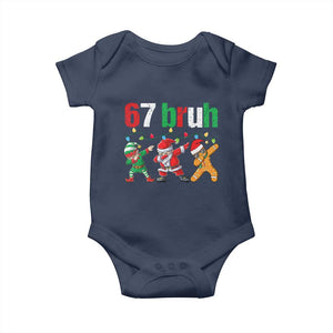 67 Christmas Baby Onesie Funny Six Seven Bruh Dabbing Santa Meme Pajamas TS10 Navy Print Your Wear