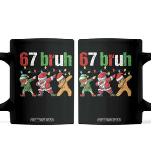 67 Christmas Coffee Mug Funny Six Seven Bruh Dabbing Santa Meme Pajamas TS10 Black Print Your Wear