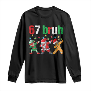 67 Christmas Long Sleeve Shirt Funny Six Seven Bruh Dabbing Santa Meme Pajamas TS10 Black Print Your Wear