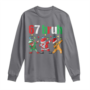 67 Christmas Long Sleeve Shirt Funny Six Seven Bruh Dabbing Santa Meme Pajamas TS10 Charcoal Print Your Wear