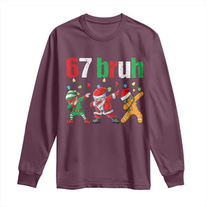 67 Christmas Long Sleeve Shirt Funny Six Seven Bruh Dabbing Santa Meme Pajamas TS10 Maroon Print Your Wear