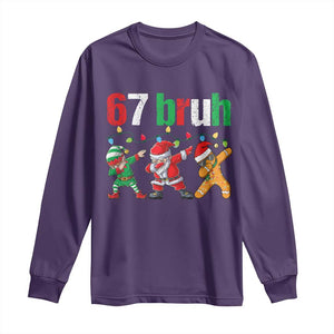 67 Christmas Long Sleeve Shirt Funny Six Seven Bruh Dabbing Santa Meme Pajamas TS10 Purple Print Your Wear