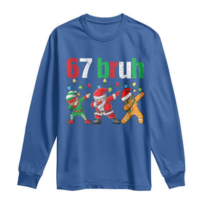 67 Christmas Long Sleeve Shirt Funny Six Seven Bruh Dabbing Santa Meme Pajamas TS10 Royal Blue Print Your Wear
