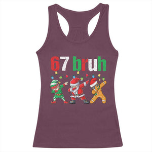 67 Christmas Racerback Tank Top Funny Six Seven Bruh Dabbing Santa Meme Pajamas TS10 Maroon Print Your Wear